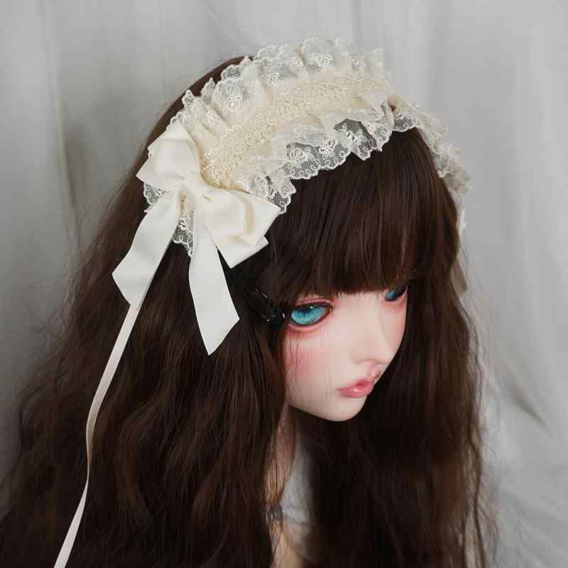 ロリータ小物 レース リボン ヘアバンド ヘッドドレス ミニハット アームカバー 生成り アイボリー 上..