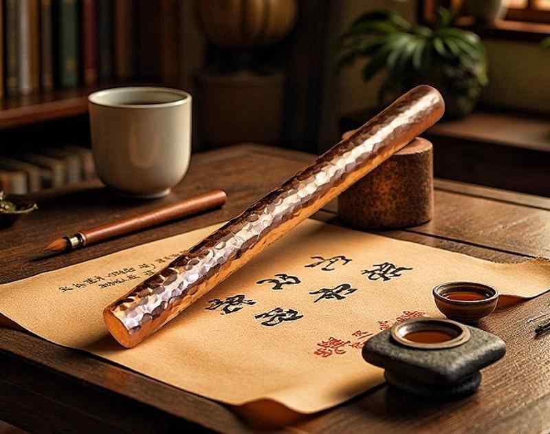 文鎮 ペーパーウェイト 銅 無垢 真鍮 紫銅 槌目 手作り スクエア 長方形 おしゃれ 書道用品 デスク飾り オブジェ 黄銅 アンティーク調