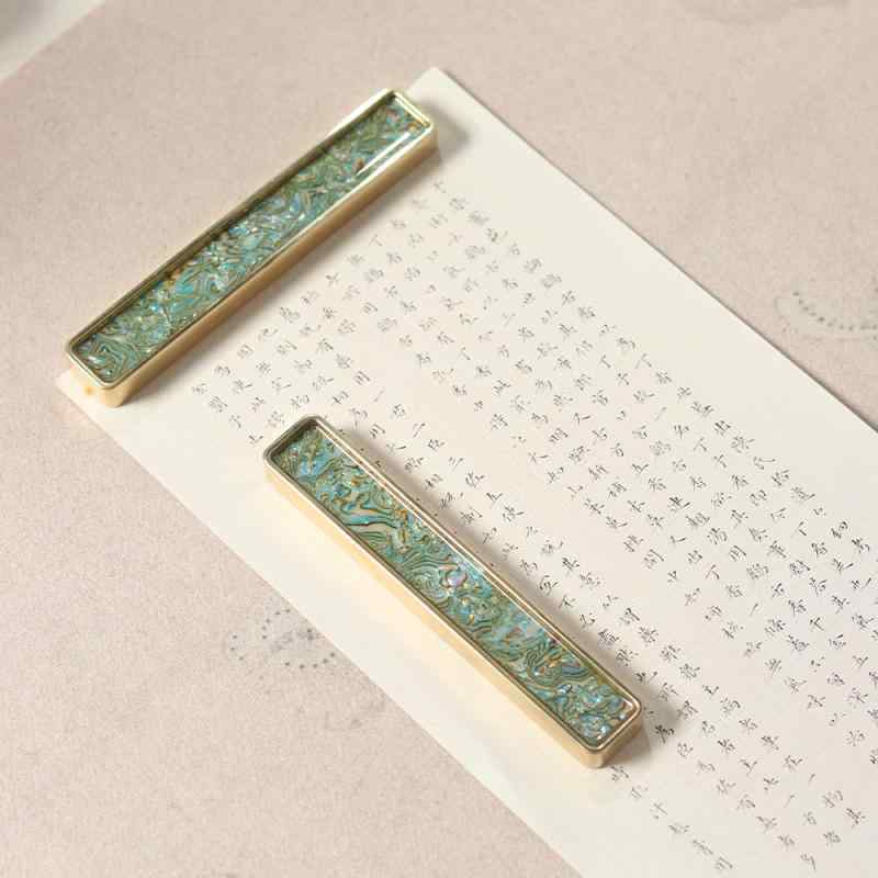 文鎮 書道 真鍮 螺鈿 象嵌 無垢 中国風 さざ波 波紋模様 ペーパーウェイト 絵画 インテリア オブジェ デスク周り 伝統工芸