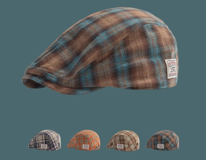 ベレー帽 メンズ レディース 親子 子供 大人 トレンド レトロ おしゃれ 原宿系 ストリート ヒップホップ 画家帽 つば付き 後ろかぶり コットン ポリエステル 綿混 お出かけ 普段使い カジュアル オールシーズン チェック柄