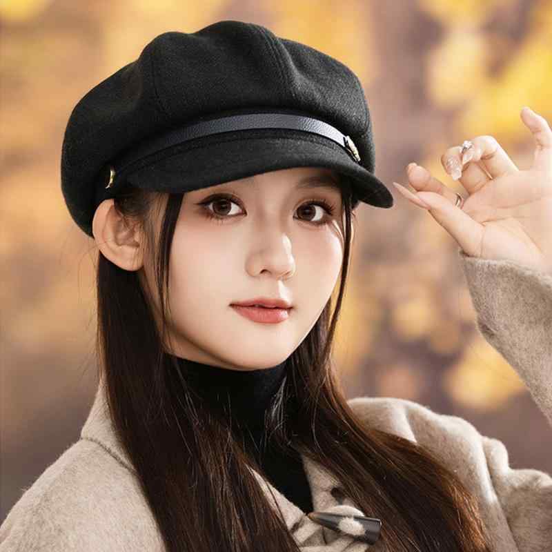 ベレー帽 レディース 八角帽 英倫風 クラシック レトロ 小顔効果 ワイドつば ゆったりサイズ ビッグヘッド 防寒 保温 柔らかい 快適 秋冬 アウトドア お出かけ
