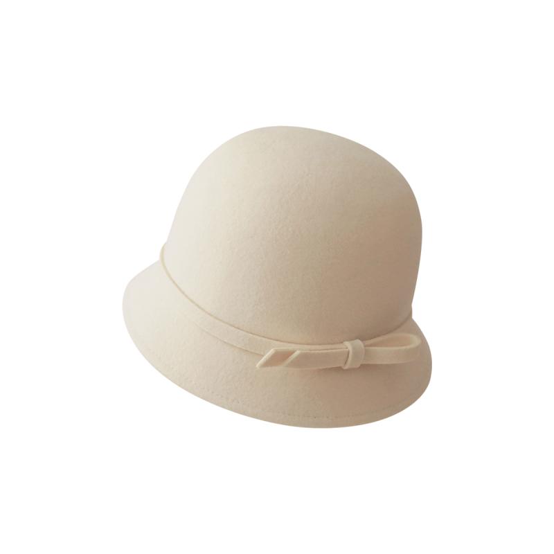 フェルトハット レディース ウール ウール 秋冬 フレンチ エレガント 上品 お嬢様風 ラウンドトップ つば広 バケットハット オフホワイト 黒 ブラウン かわいい フェミニン 普段使い お出かけ(4.0)