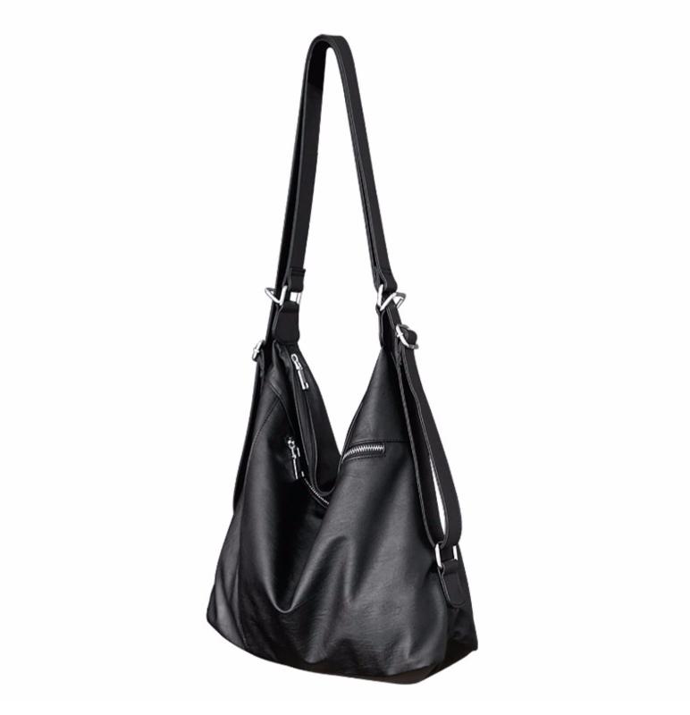 リュックサック レディース バックパック 大容量 斜め掛け 2way 多機能 PUレザー ソフト素材 ジッパー開閉 カードポケット スマホポケット 旅行 通勤 通学 カジュアル 普段使い ブラック コーヒー