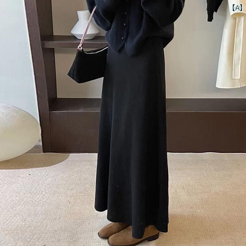 スカート マタニティ 妊婦 アジャスター付き ニット ドレープ感 落ち感 裏起毛 厚...