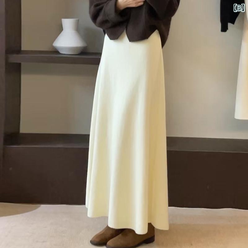 スカート マタニティ 妊婦 アジャスター付き ニット ドレープ感 落ち感 裏起毛 厚...