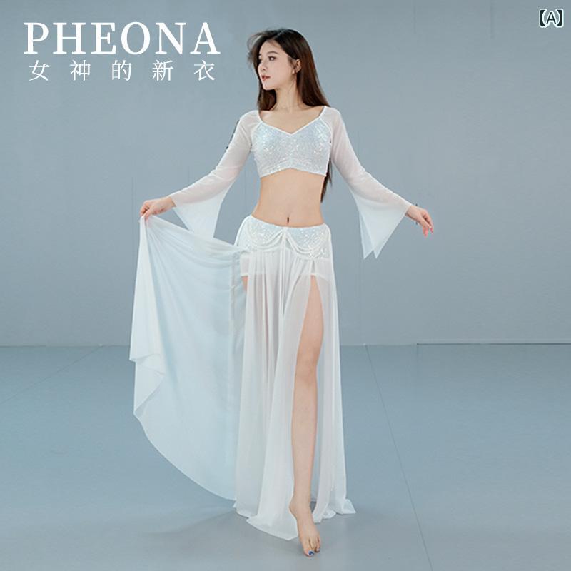 ダンスウェア レディース ベリーダンス オリエンタルダンス メッシュ スパンコール セットアップ 練習..