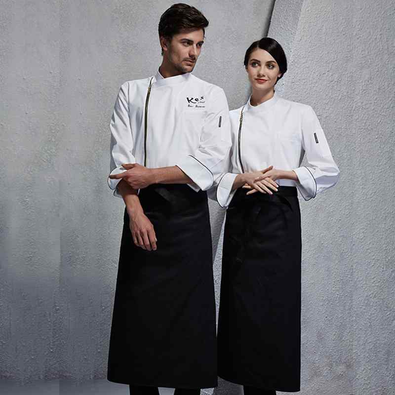 エプロン メンズ レディース ホテル シェフ コック長 レストラン カフェ 洋食店 厨房 調理 業務 制服 ..