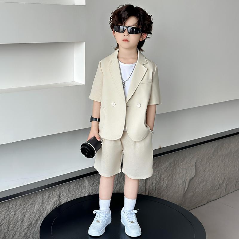 スーツ セットアップ 男の子 キッズ 夏 薄手 半袖 カジュアル フォーマル 礼服 結婚式 発表会 誕生日 ..