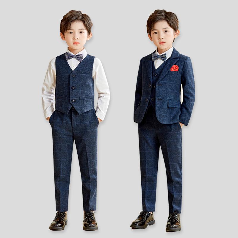 キッズ 男の子 スーツ セットアップ 礼服 フォーマルウェア ジャケット グレンチェック 英国風 ピアノ ..