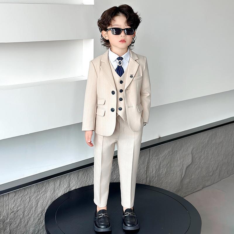 キッズスーツ 男の子 フォーマル セットアップ ジャケット ベスト パンツ 礼服 ブリティッシュ ポリエ..