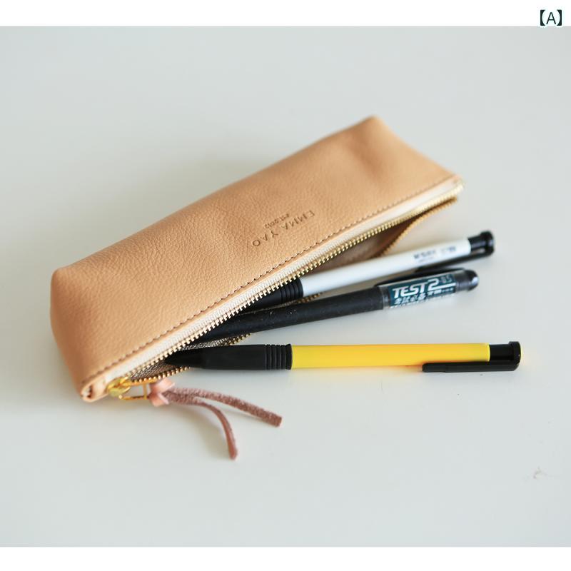ペンケース レディース 女性用 本革 牛革 レザー 韓国 おしゃれ シンプル コンパクト ファスナー 学生..