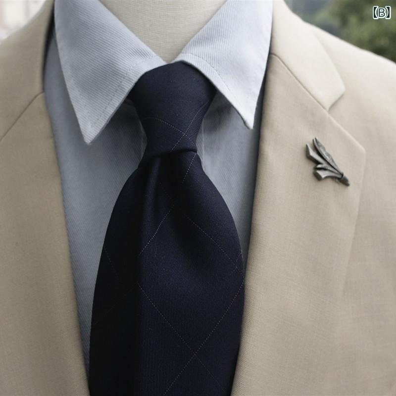 ネクタイ メンズ ビジネス レディース レトロ カジュアル 韓国 ウール オフィス 通勤 パーティー 普段使い チェック柄 ストライプ ブラウン ブルー グレー