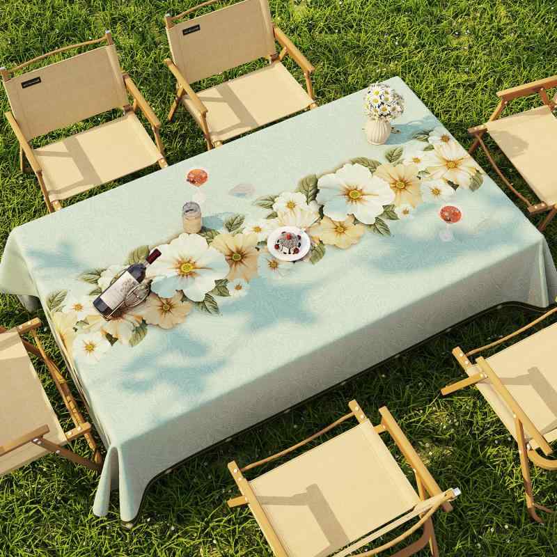 テーブルクロス アウトドア キャンプ ピクニック 屋外 室内兼用 防水 防油 UVカット 洗濯不要 お手入れ簡単 PVC 田園風 花柄 ダイニング リビング ロールテーブル用 マット
