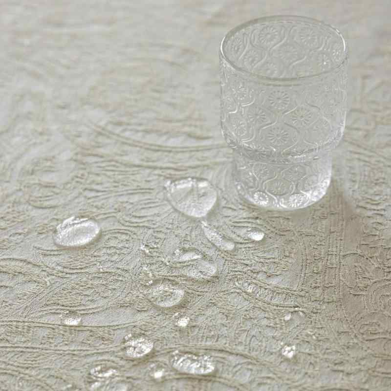 テーブルクロス フレンチ レトロ 立体 ジャカード織 防水 撥水 長方形 布製 ファブリック 無地 ダイニ..