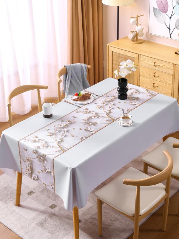 テーブルクロス 洗濯不要 防水 防油 耐熱 長方形 ダイニングテーブル ローテーブル 家庭用 PVC 植物柄 花柄 カントリー風 安心素材 グレー ベージュ グリーン 上品
