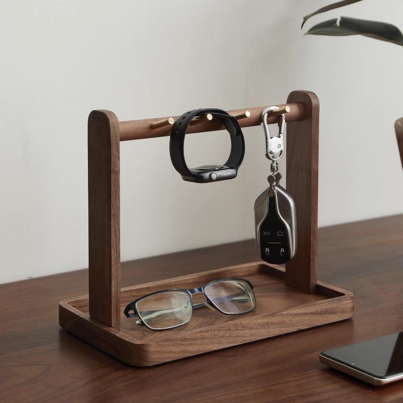 トレイ 収納 卓上 インテリア おしゃれ 玄関 キーラック 吊り下げ 小物入れ アクセサリー 木製 ブラッ..