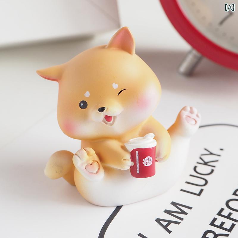 動物 置物 かわいい インテリア 柴犬 カーアクセサリー 飾り 卓上 リビング 雑貨 樹脂 プレゼント 癒し 縁起物 セット 箱付き お祝い