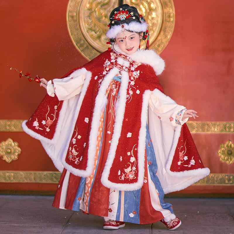 ポンチョ キッズ 女の子 ケープ アウター 赤 厚手 防寒 防風 フード付き かわいい 秋冬 あたたかい お出かけ 通園 通学 普段使い ポリエステル ジュニア ベビー