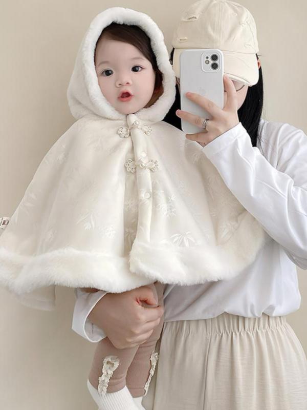 ベビー 女の子 新生児 赤ちゃん ポンチョ ケープ ショール マント 冬 暖かい 裏起毛 裏ボア 防風 フー..