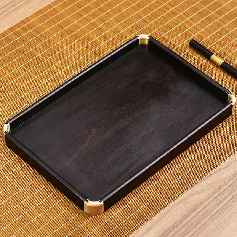 茶盤 トレー 紫光檀 木製 無垢材 家庭用 お茶 茶道 来客用 和室 リビング 小型 コンパクト 長方形 収納..
