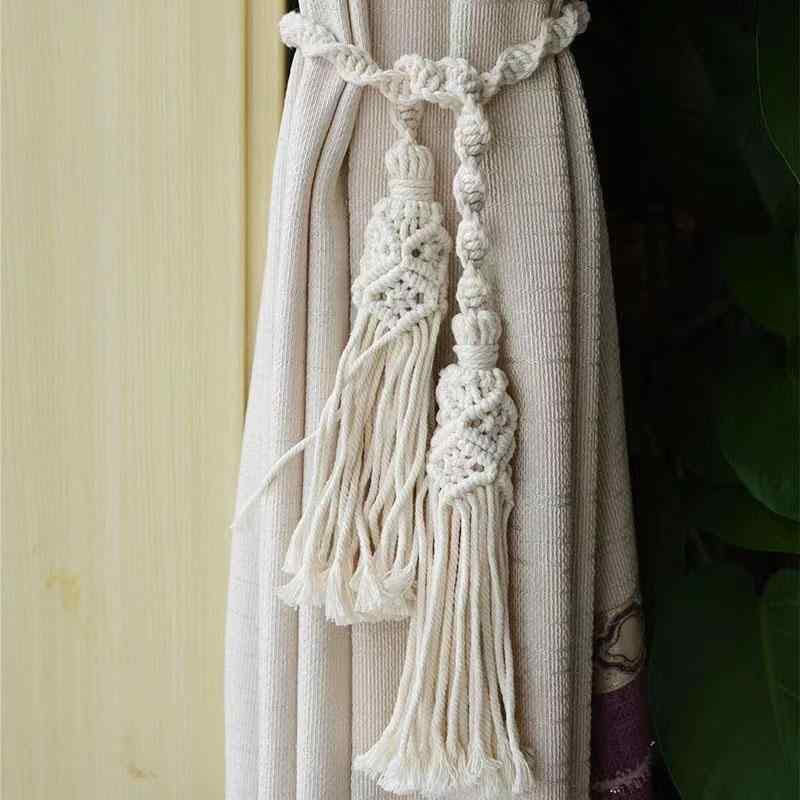 カーテンタッセル 手編み フリンジ ライトラグジュアリー 北欧風 おしゃれ エレガント 窓飾り レースカ..