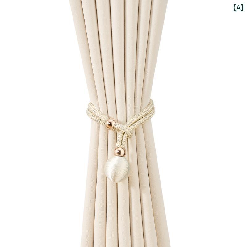 カーテンタッセル カーテンバンド 長さ調整可能 留め具付き シンプル エレガント 上品 おしゃれ 北欧風 リビング 寝室 デコレーション ベージュ ダークブルー ピンク