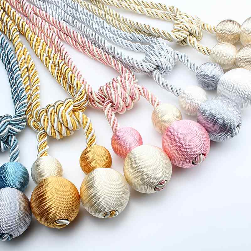 カーテンタッセル シンプル モダン ヨーロピアン 結び帯 タイバック 紐 留め具 寝室 リビング 窓辺 整..