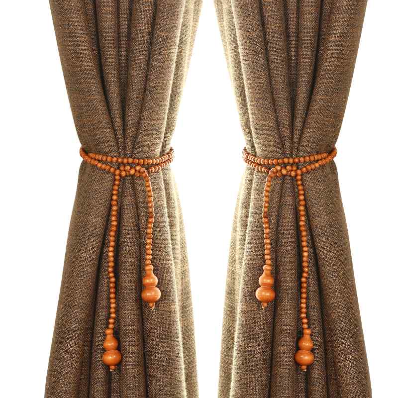 カーテンタッセル ドアカーテン のれん 飾りタッセル 手作り ハンドメイド 桃木製 ウッド オリエンタル..