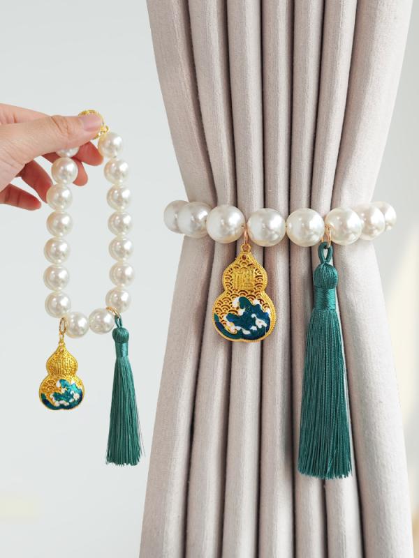 カーテン タッセル マグネット クリップ ライトラグジュアリー パール エナメル モダンチャイニーズ ホ..
