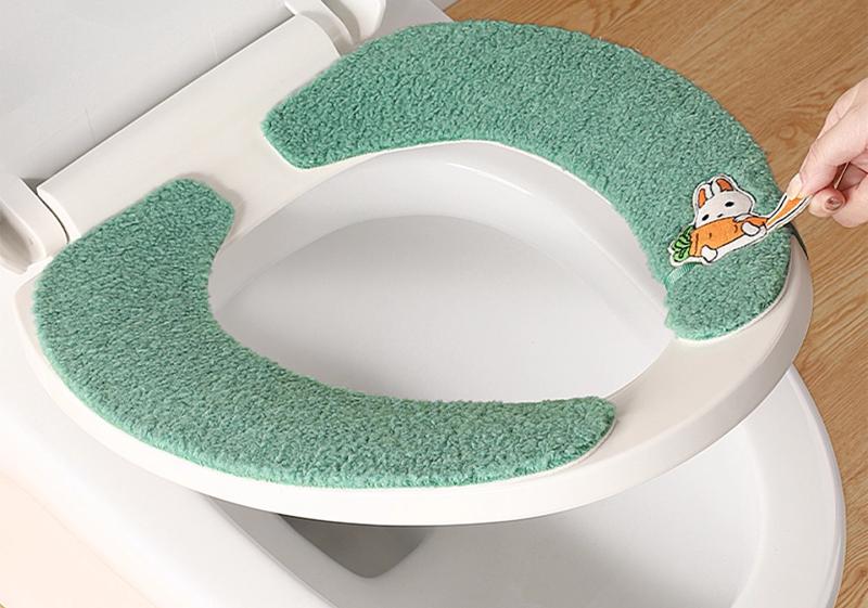 便座カバー 冬 厚手 家庭用 貼り付け式 全面カバー 四季通用 洗える 繰り返し使える 取っ手付き ウォッ..