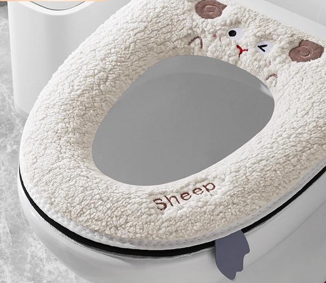 便座カバー 家庭用 トイレシート クッション 裏ボア 厚手 ふわふわ 柔らか 肌触り 抗菌 防汚 防水 保温..