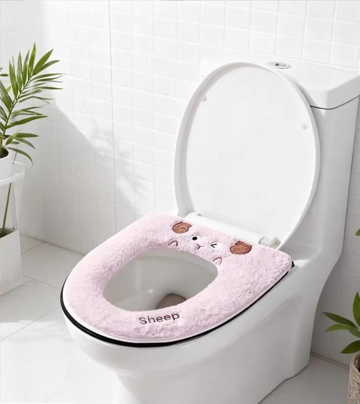 便座カバー 家庭用 冬 裏起毛 ふわふわ 暖かい 抗菌 防汚 四季通用 防水 洗える クッション シート マット 韓国 長毛綿 マカロン カーキ パープル ホワイト