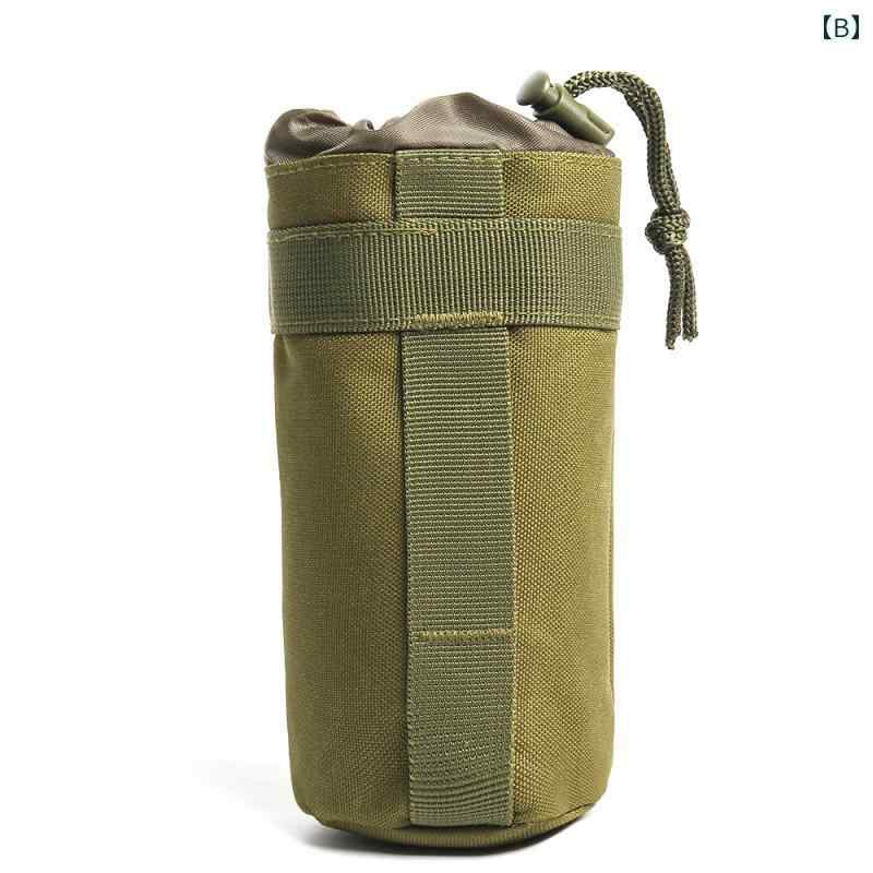 水筒カバー メンズ 男の子 女の子 アウトドア タクティカル モールシステム ポータブル 小型 斜めがけ ショルダーバッグ 保護カバー プロテクター キャンプ 登山 ハイキング 黒 軍緑 カーキ