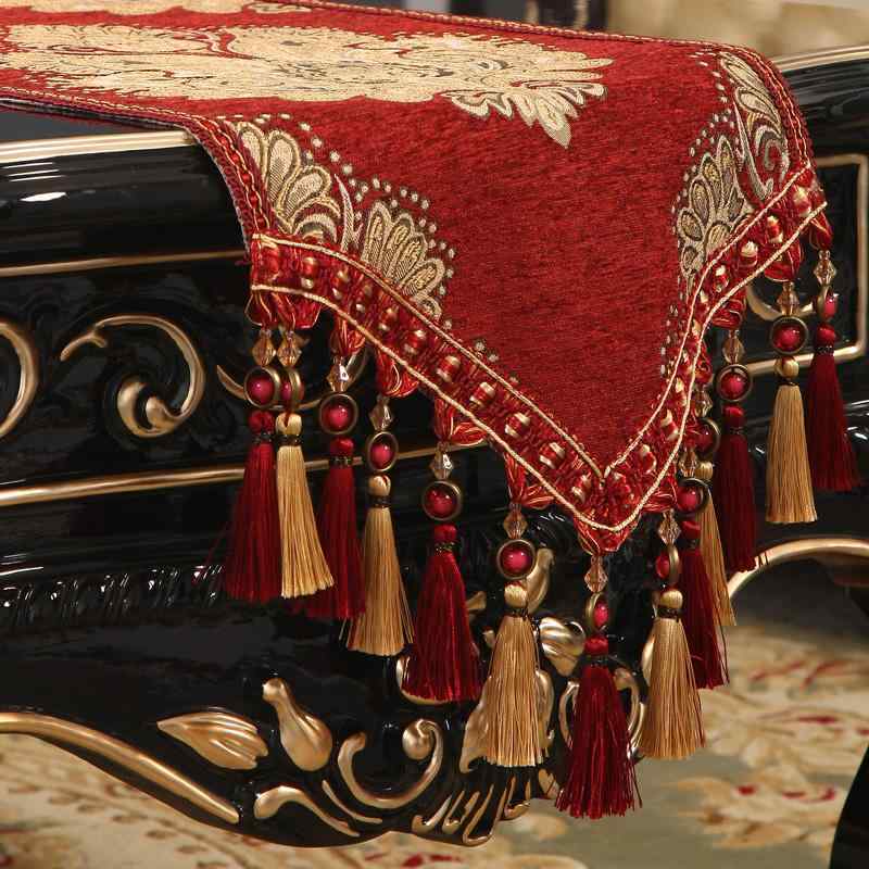 テーブルランナー ヨーロピアン アメリカン 北欧風 モダン シンプル 豪華 シェニール織 植物柄 花柄 ボ..