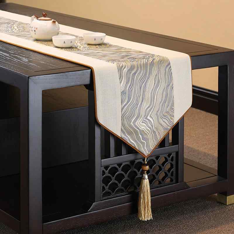 テーブルランナー モダンチャイニーズ 禅テイスト テーブルクロス 食卓 ダイニング テレビ台 茶台 ローテーブル ティーマット ライトラグジュアリー ネイビー レッド ベージュ