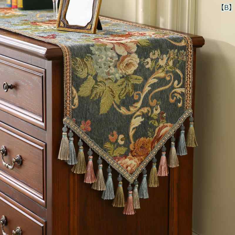 テーブルランナー シェニール ライトラグジュアリー アメリカン フレンチ レトロ ドレッサー テレビボード キャビネット マルチクロス 装飾 インテリア ブラウン ブルーグリーン ベージュ
