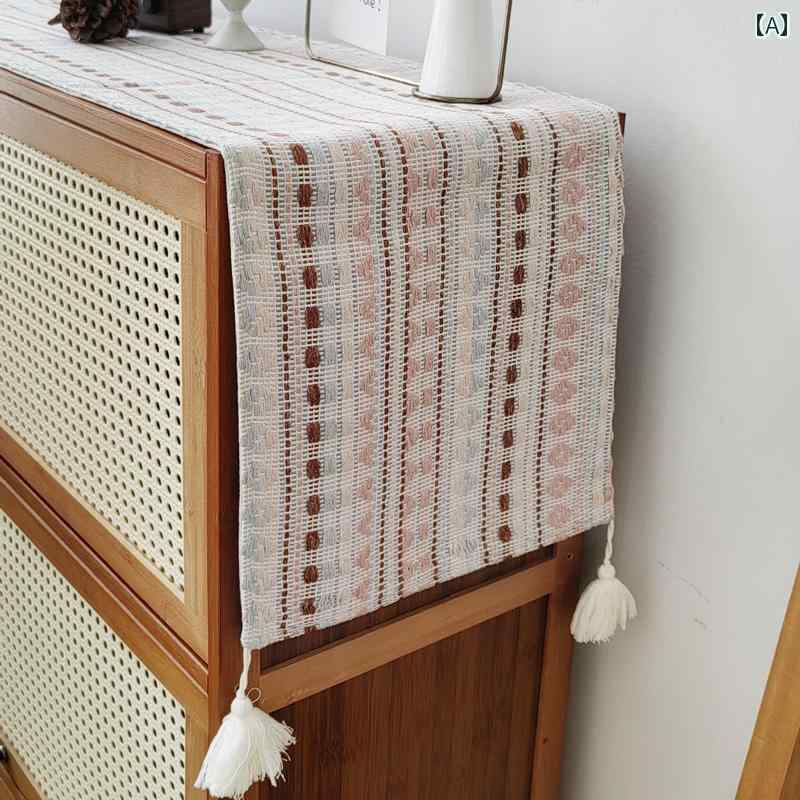 テーブルランナー フレンチスタイル 北欧風 ストライプ柄 ファブリック レトロ ヴィンテージ風風 風 テ..