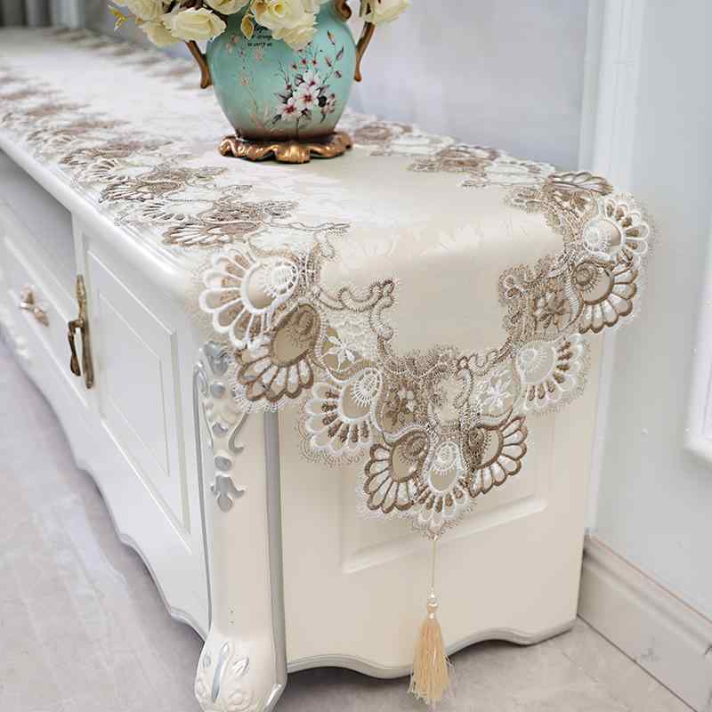 テーブルランナー テレビボードカバー レース 布製 北欧風 モダン シンプル ヨーロピアン風 コーヒーテ..