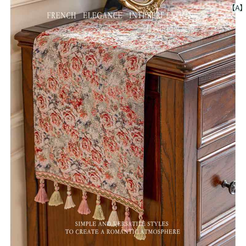 テーブルランナー アメリカンレトロ 北欧モダン ローズ小花柄 フローラル レース 長方形 テレビ台 チェ..