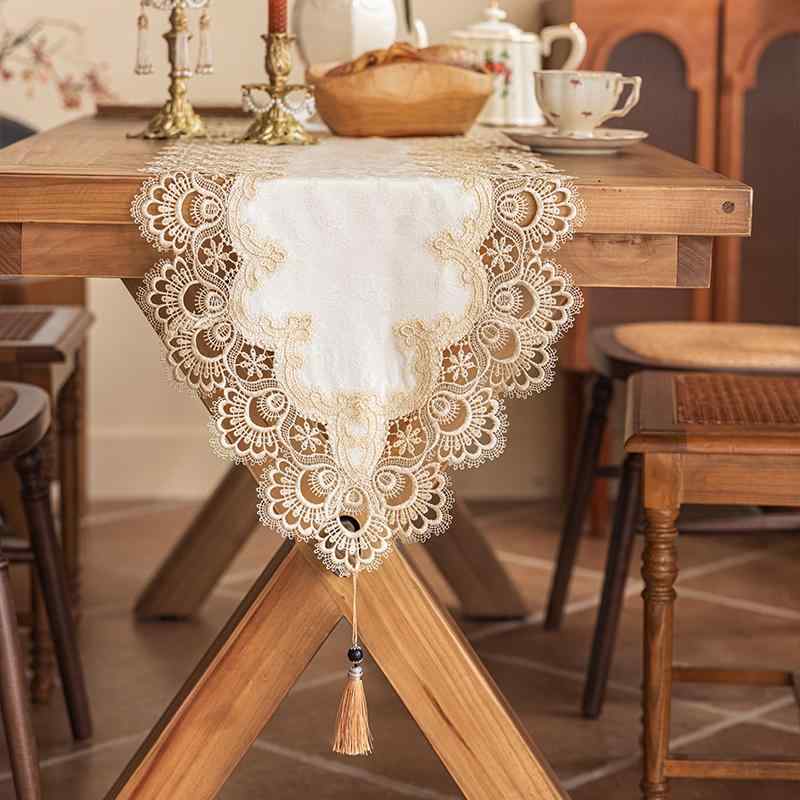 テーブルランナー ライトラグジュアリー レース テーブルクロス テレビボードカバー コーヒーテーブル..