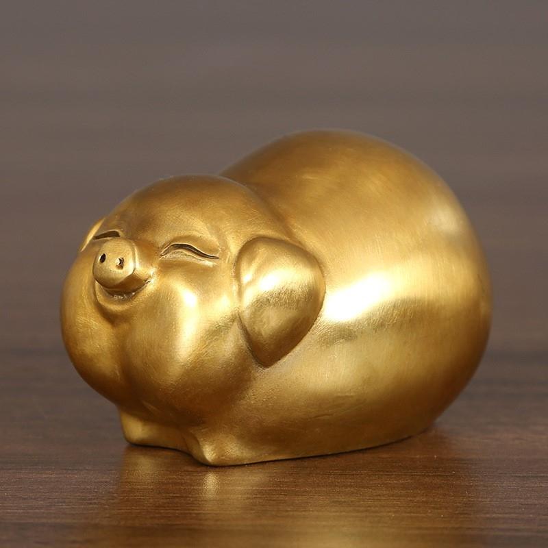 置物 銅製 豚 真鍮製 かわいい 干支 亥年 ミニ 開運 ラッキーアイテム 家用 デスク オフィス インテリ..