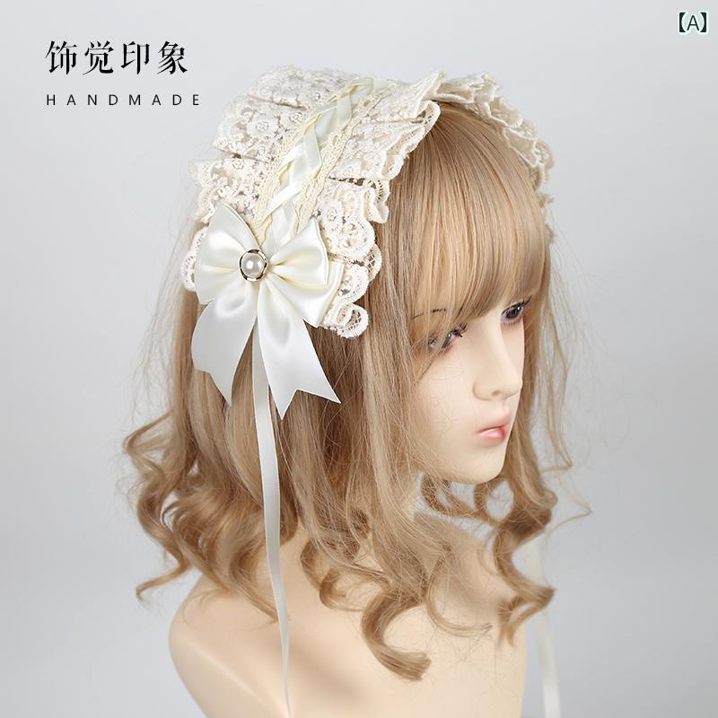 ヘアバンド 女の子 ロリータファッション かわいい スイート レース カチューシャ ヘッドドレス 髪飾り ガーリー フェミニン 普段使い 多色展開