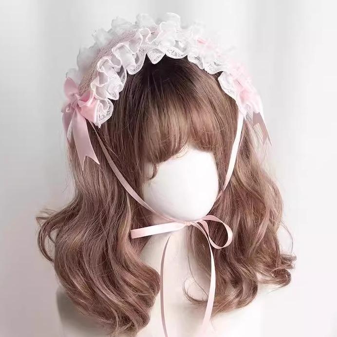 カチューシャ レディース ロリータ 猫耳 レース ヘアバンド ヘッドドレス 着脱式 布製 和風 甘め かわ..