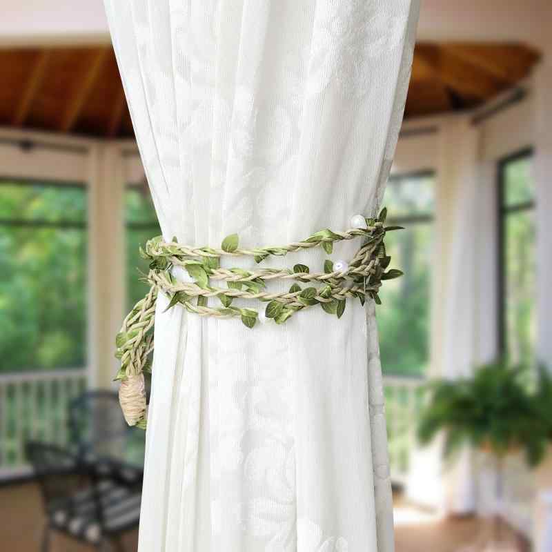 カーテンタッセル 森林系 田園風 花環 フラワーリース 蝶々結び リボン カフェ ホテル 民宿 店舗用 イ..