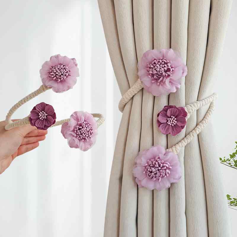 カーテンタッセル ライトラグジュアリー 山茶花 フラワー シンプル エレガント レースカーテン 遮光カ..