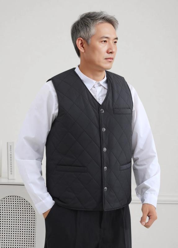 ベスト メンズ 中高年 お父さん向け ムートン ウール 防寒 保温 厚手 Vネック シングルブレスト ビジネス カジュアル 吸湿速乾 秋冬