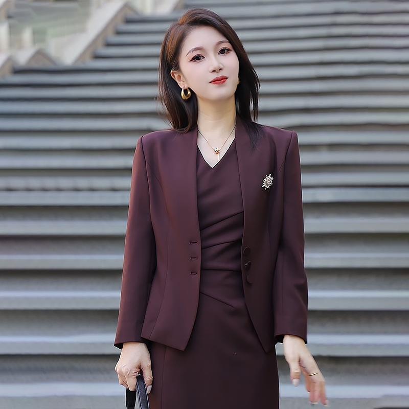 セットアップ レディース ジャケット ノースリーブワンピース スカート ビジネス オフィス フォーマル 通勤 細見え 上品 エレガント 大人 ワインレッド ネイビー ポリエステル ストレッチ