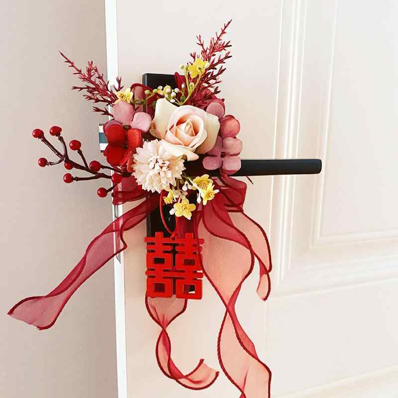 ドアノブ 飾り チャイナ風 結婚式 リボン 造花 ウェディング 新居 婚約 リビング 寝室 車内 カーテン ..