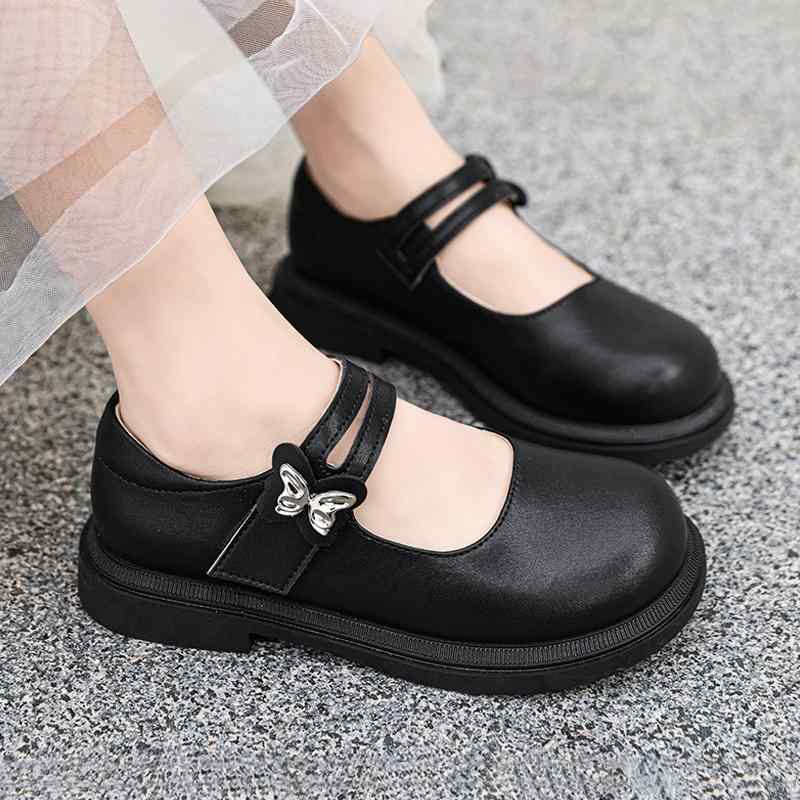 Formal Shoes - シューズ 女の子 子供 靴 レザー 本革 牛革 柔らかい靴底 プリンセスシューズ 英国風 学生 発表会 フォーマル 日常使い パンプス フラットシューズ 黒 ベージュ オールシーズン