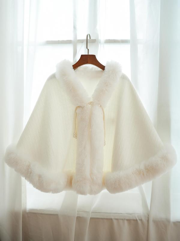 ショール レディース ホワイト チャイナドレス合わせ 秋冬 裏ボア 厚手 上品 チャイナ風 アウター カーディガン 保温 防寒 ケープ